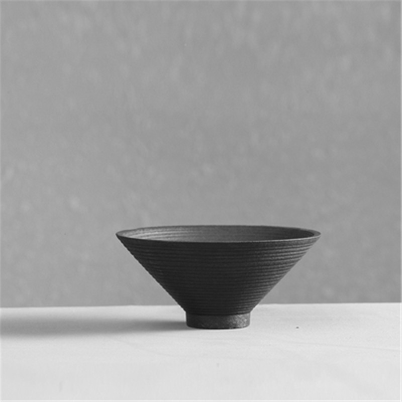 Bộ ấm chén trà gốm sứ đá núi lửa Đài Loan, màu đen trắng, kiểu chén nón, chén cá nhân, chén chủ, bộ trà kung fu đất sét