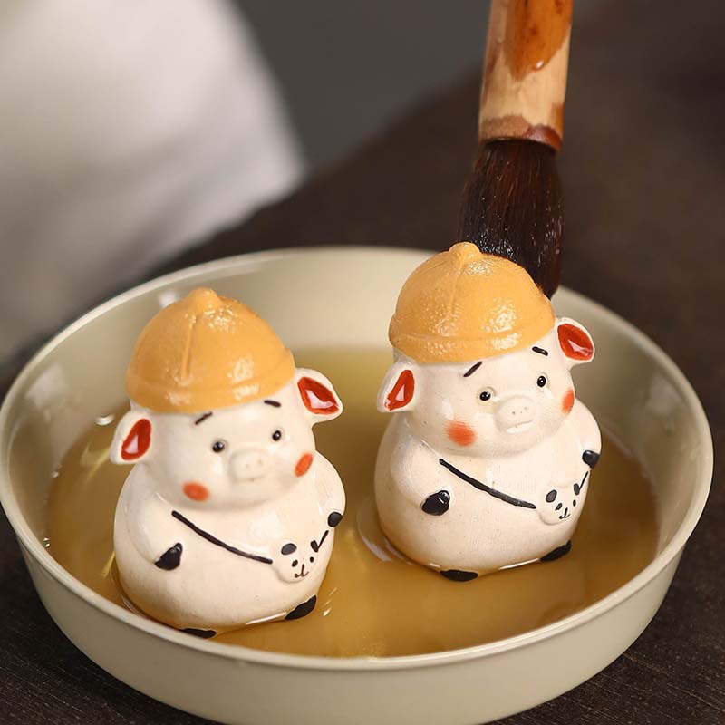 Đồ trang trí nhỏ heo con Thú cưng trà tử sa làm bằng tay 12 cung hoàng đạo heo chơi hoạt hình dễ thương dễ thương bàn trà đạo Bộ trà