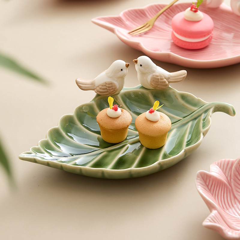 Đĩa điểm tâm chim, đĩa lưu trữ trang sức gốm sứ, kệ đựng đồ dễ thương sáng tạo, đĩa xà phòng, đĩa cao cấp sang trọng nhẹ