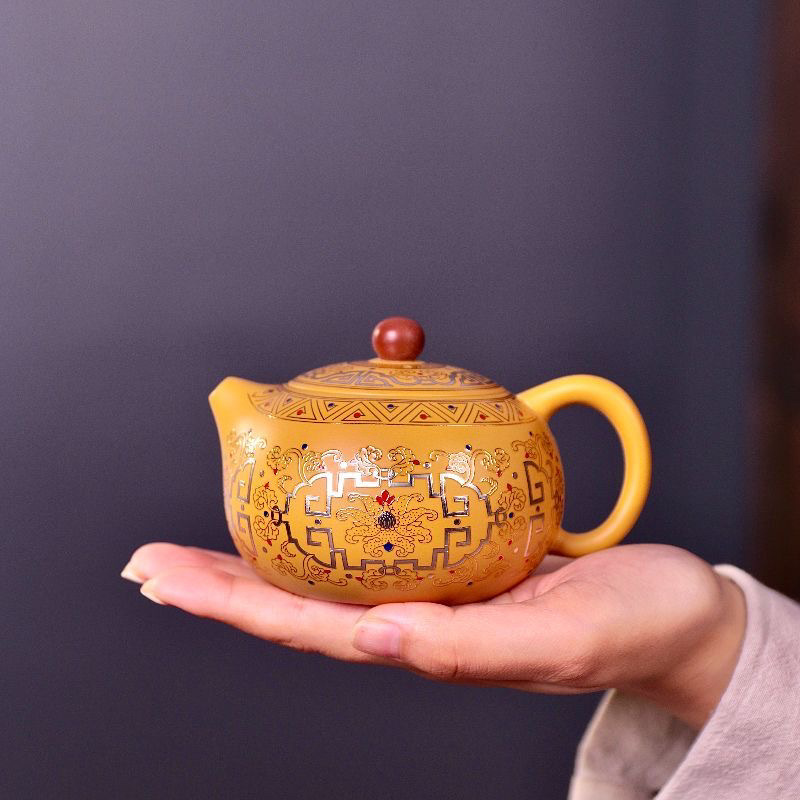 Ấm đất sét màu tím phần vàng ấm Fengming ấm Xi Shi ấm trà tráng men Đôn Hoàng ấm trà đơn bộ ấm trà tử sa đích thực
