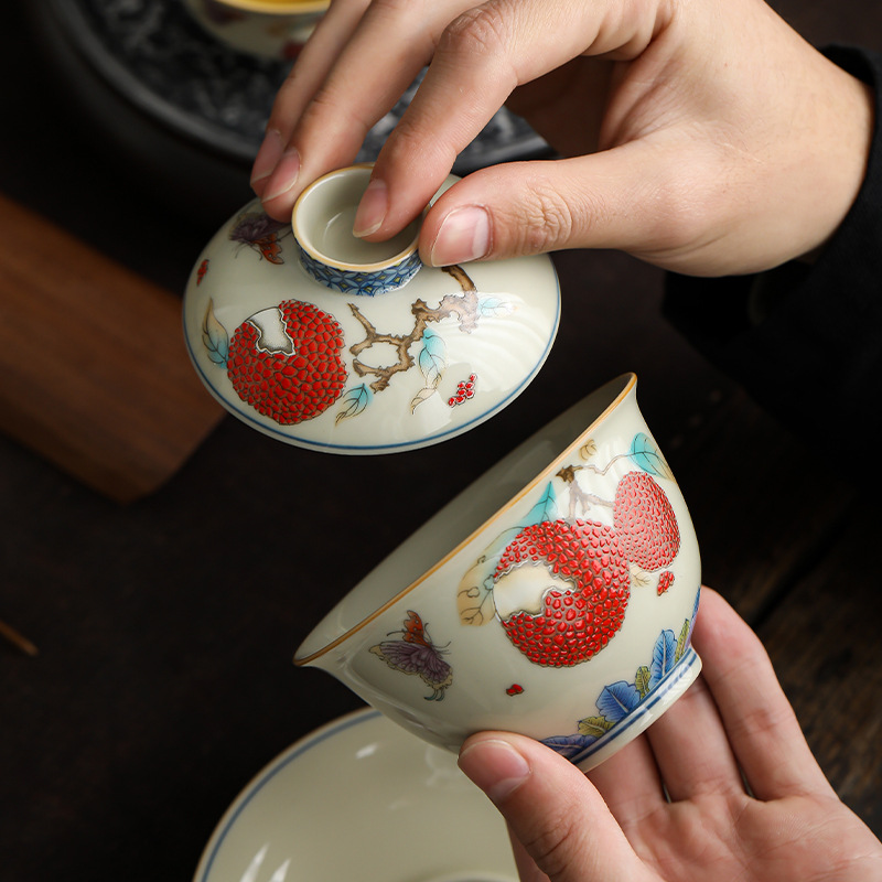 Ly trà cốc trà cốc cốc trà gốm sứ phong cách Trung Quốc gia dụng cao cấp tinh tế bộ trà kungfu đơn không nóng tay