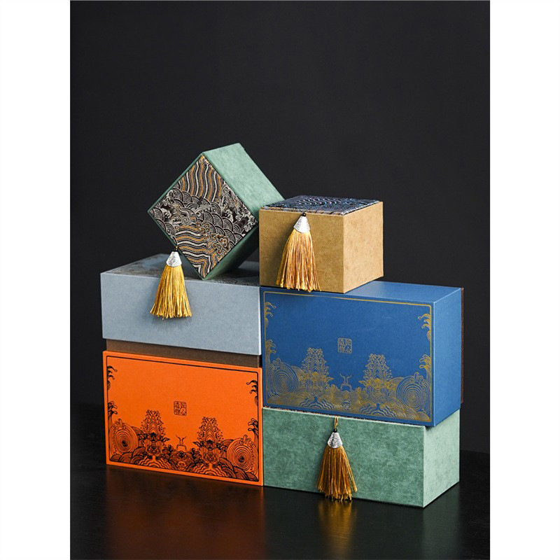 Hộp quà bộ ấm trà Hộp đựng ấm trà Hộp đựng tách trà Jianzhan Hộp quà Hộp đựng quà Hộp thổ cẩm có khóa dính Hộp rỗng