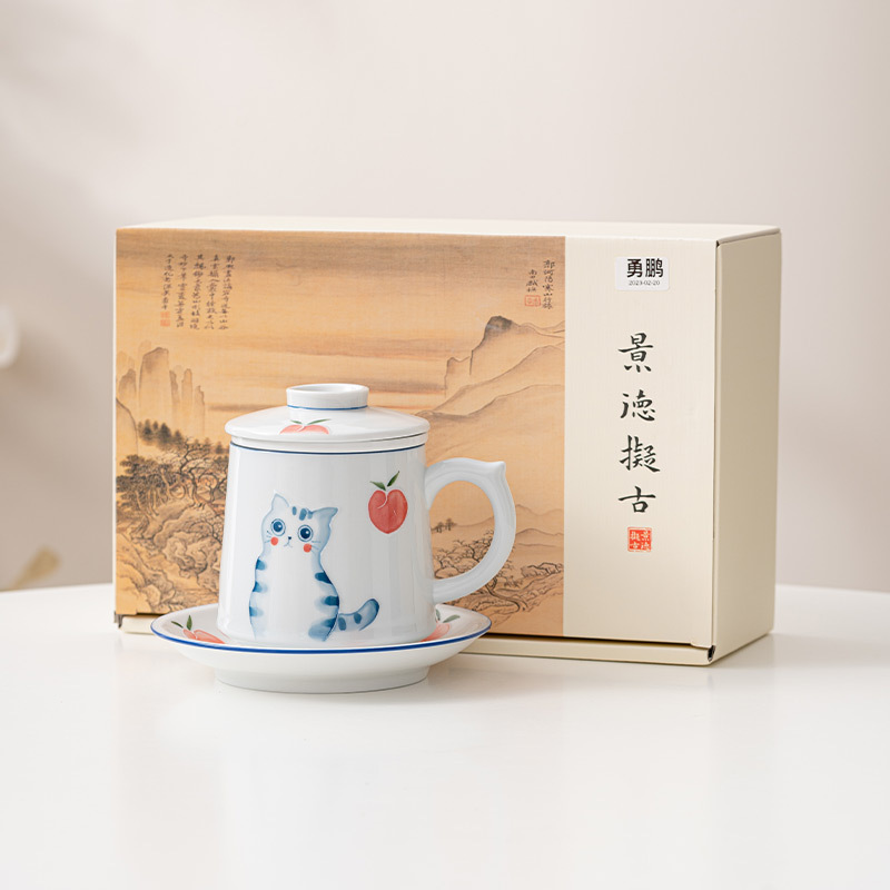 Cốc mèo dễ thương cốc có nắp Cốc pha trà gia dụng bằng gốm cốc tách trà văn phòng cao cấp chuyên dụng cá nhân