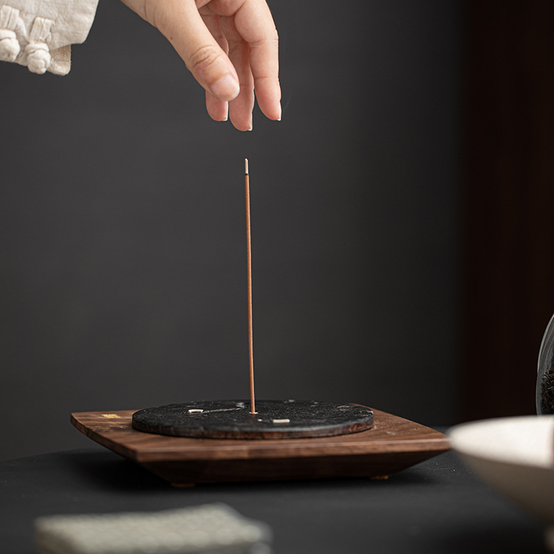 Khay cắm hương óc chó đơn giản và sáng tạo, giá đỡ bàn trà, dây trang trí, lư hương Trầm Hương Gỗ Óc Chó, Giá đỡ nồi