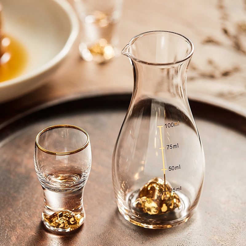 Bộ ly rượu gia dụng bằng vàng Bộ ly rượu gia dụng, ly rượu sáng tạo, ly rượu nhỏ, ly rượu cao cấp có vạch