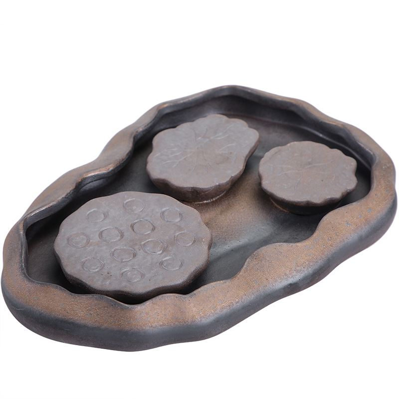 Xưởng bán buôn bàn trà pha khô gốm thô khay đựng nước nhỏ Bộ trà đơn giản ấm gia dụng hiện đại khay sang trọng nhẹ