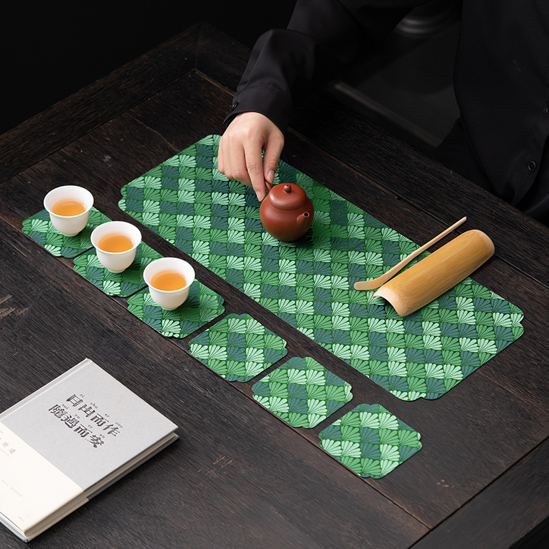 Thảm trải trà bàn trà thiền kiểu Trung Quốc chống thấm nước Thảm cách nhiệt bàn trà phủ khô bằng vải thảm trải trà