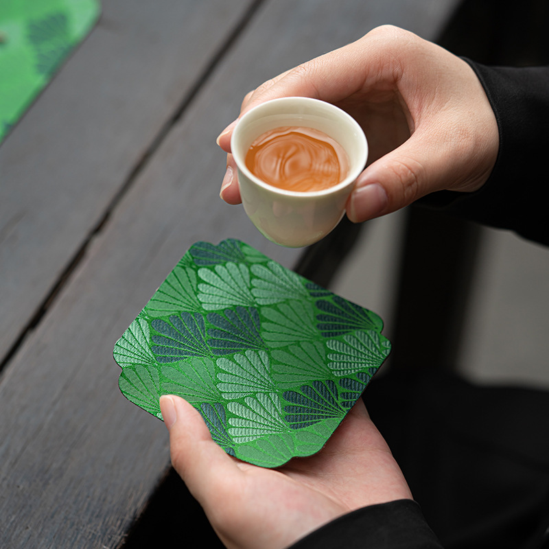 Bán buôn đế lót ly chống nước thổ cẩm phong cách Nhật Bản Phụ Kiện Bộ trà Kungfu Đế đựng ly trà bàn pha khô đế trà gia dụng đế cách nhiệt