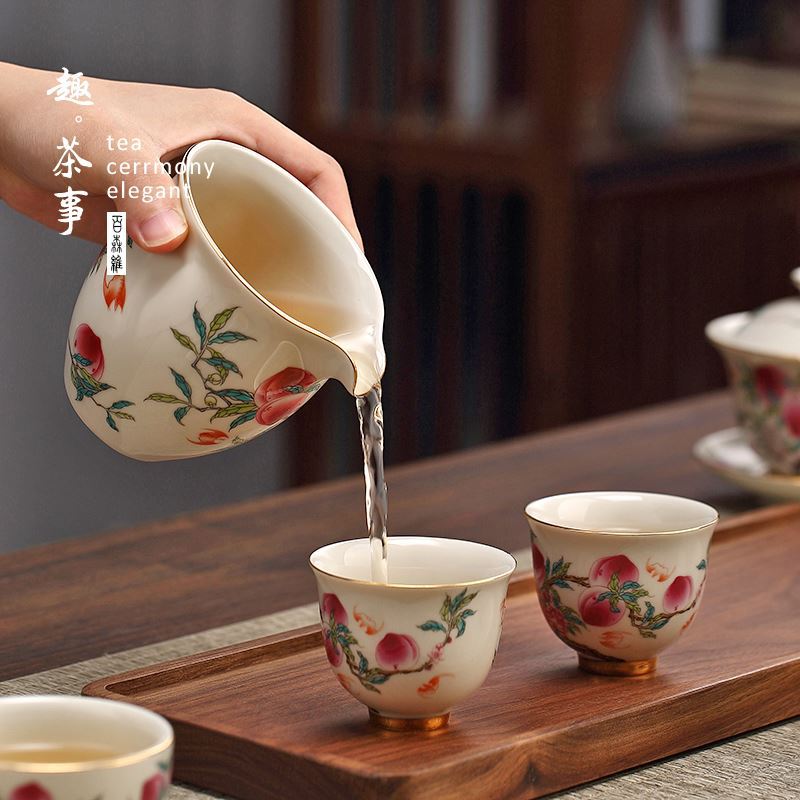 Bộ ấm chén sứ Suyuan trang trí men, dùng cho phòng khách, sử dụng tại nhà, phong cách sang trọng nhẹ nhàng, bộ ấm chén Kung Fu cao cấp