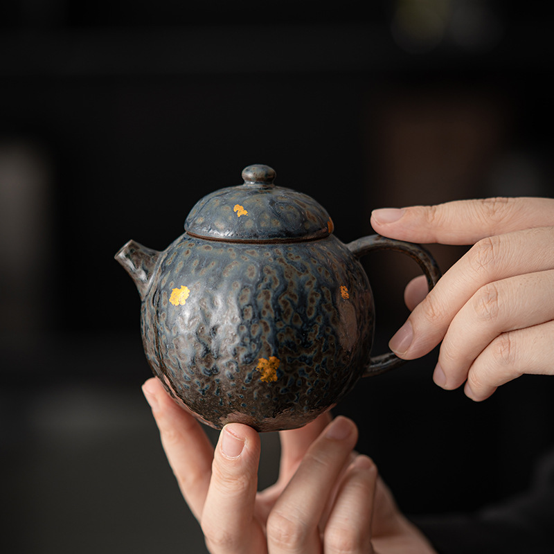 Ấm bí ngô Kongjizhai Ấm đun nước pha trà thủ công bằng đất sét đá cổ cổ điển ấm đun nước ấm pha trà gốm thô gia dụng