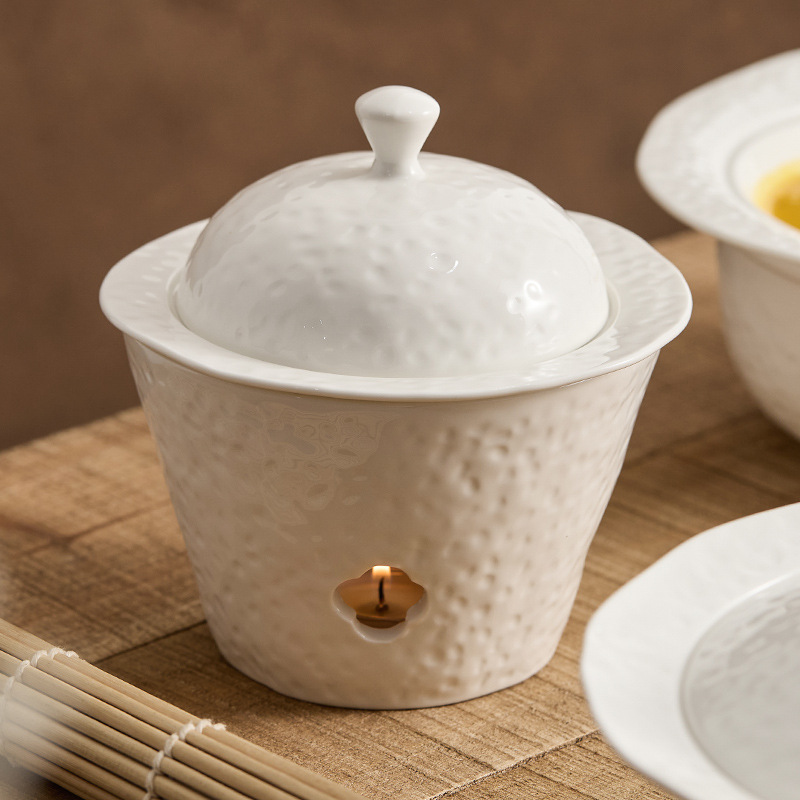 Bộ đồ ăn khách sạn Minglu bát súp gốm sứ nến cồn thương mại cách nhiệt nồi khô đĩa rau bếp nấu nóng nồi canh chén yến