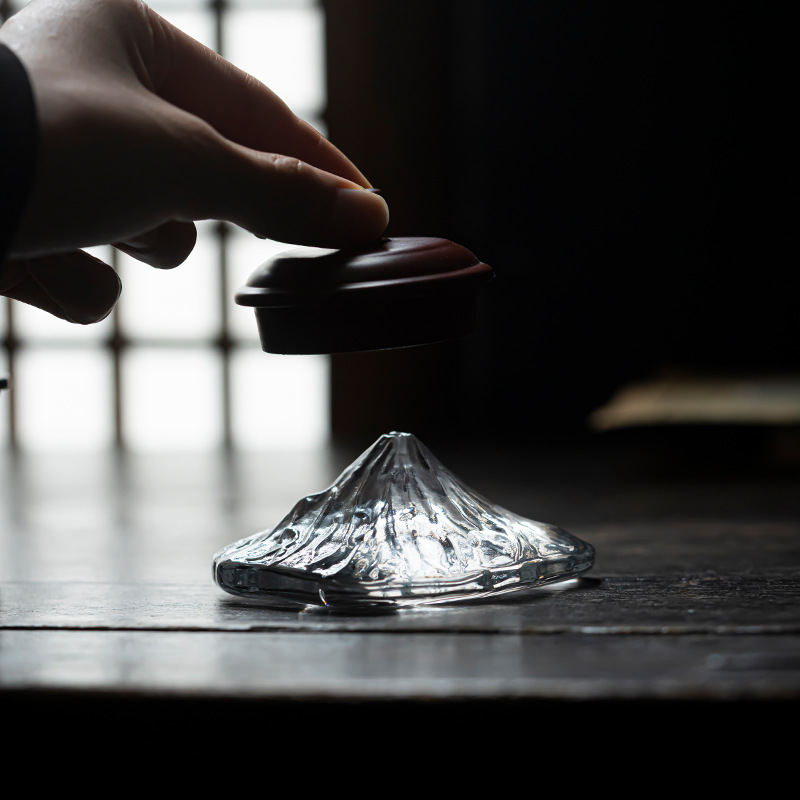 Đế cắm hương thủy tinh pha lê mới, cắm hương núi Phú Sĩ, lư hương trong suốt, trang trí thiền gia dụng, nắp