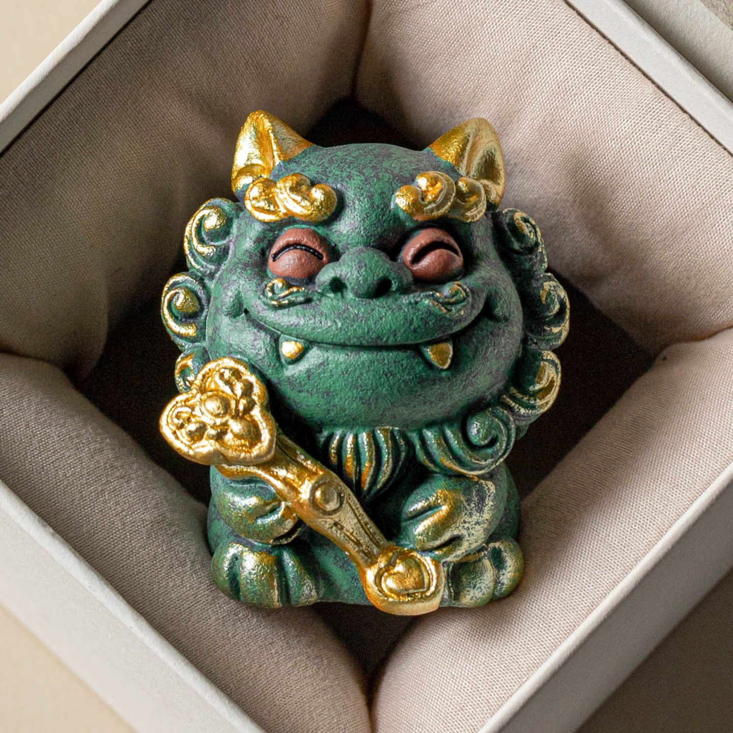 Đồ trang trí thủ công bằng đá sa thạch xanh sáng tạo hình sư tử Trung Quốc cao cấp, phụ kiện nhà cửa độc đáo, thiết kế tinh xảo