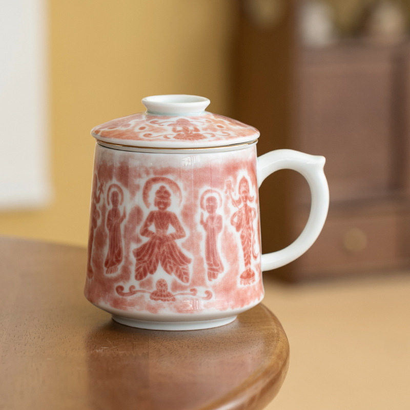 Cốc văn phòng cọ xát Yunku Vientiane ấm trà đơn gốm sứ bộ ba mảnh chống bỏng bộ đồ trà cốc cổ điển bán buôn