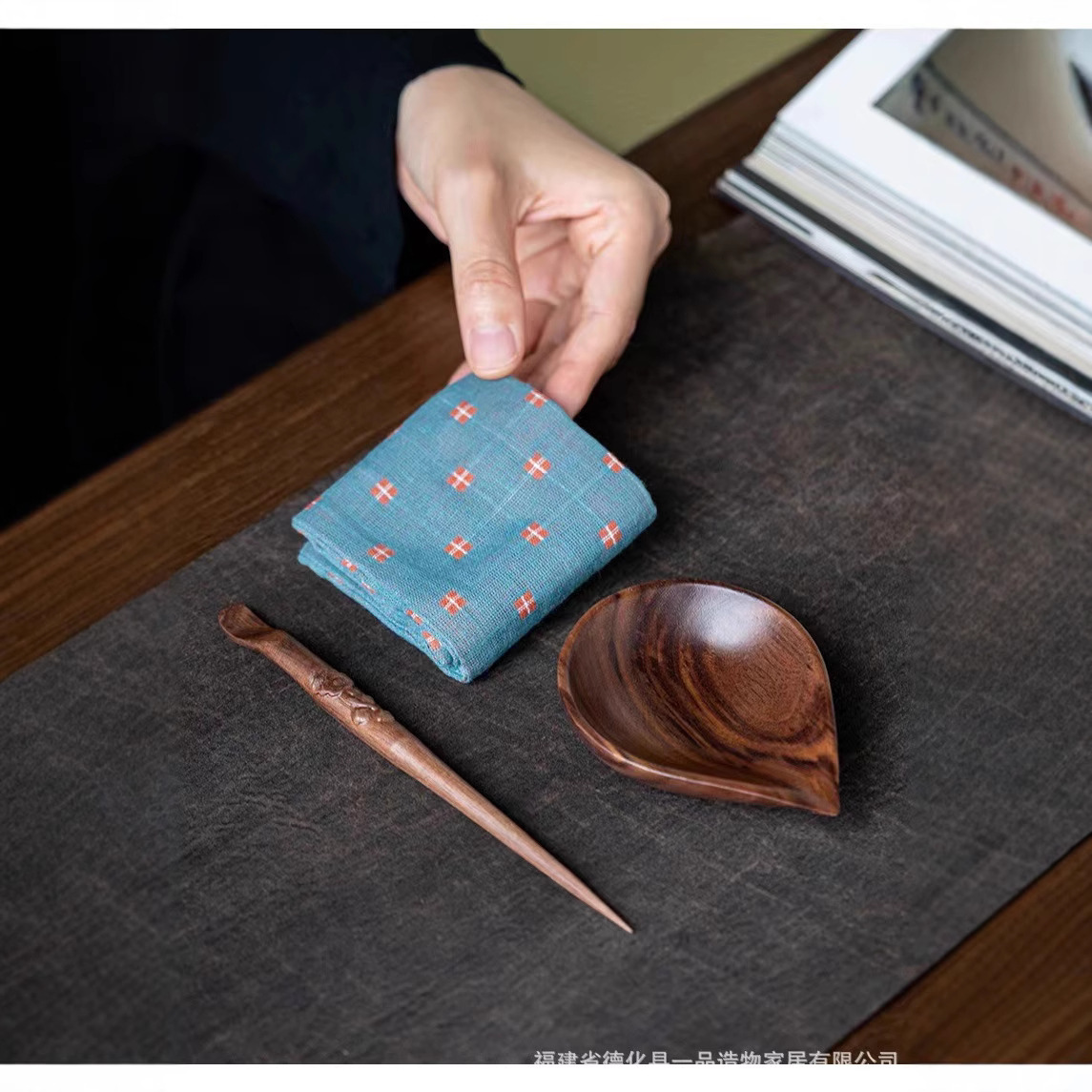 Trà óc chó, đạo cụ trà Kung Fu, gỗ rắn, thưởng trà, khăn trà sen, thìa trà kết hợp nướng trà