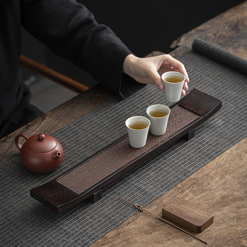 Nhà sản xuất bán buôn giá để cốc gỗ nguyên khối hình chữ thập cổ điển giá để cốc treo phụ kiện trà đạo đĩa bong bóng nhỏ khô Zen ý gia dụng