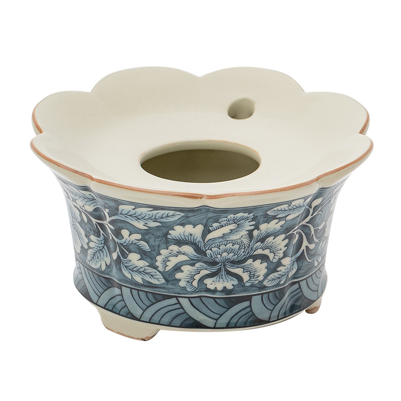 Ấm đun nước rửa và bảo quản trà gốm sứ ba chân cổ Ruyao Fanhua Jianshui, ấm đun nước rửa chén, bình đựng bã trà, bình đựng nước thải, dụng cụ pha trà Kung Fu