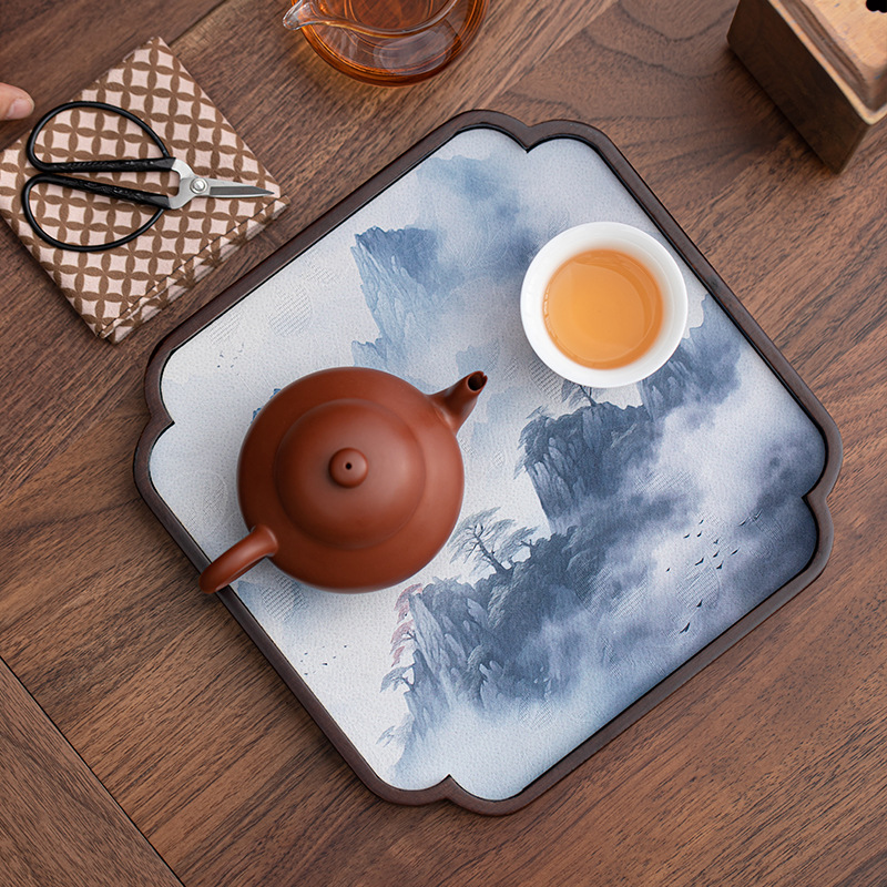 Đám mây lụa đôi tre khay kiểu Trung Quốc khô bong bóng khay nhà retro khay trà retro vuông khay trà chống thấm nước giữ nồi