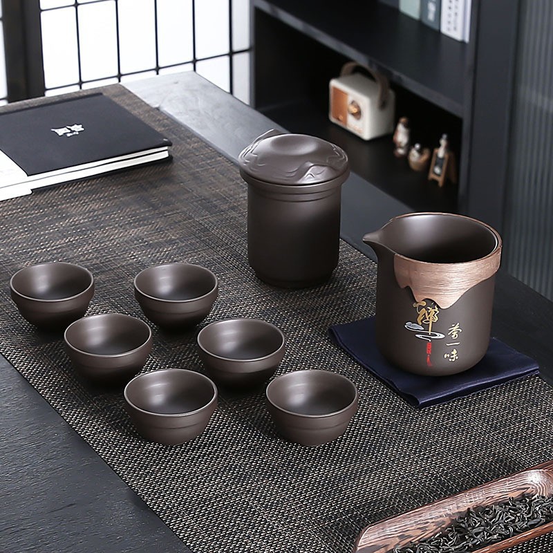 Bộ ấm trà cốc Zisha Kuaike một ấm sáu cốc di động du lịch cắm trại ngoài trời nhà sản xuất ấm pha trà