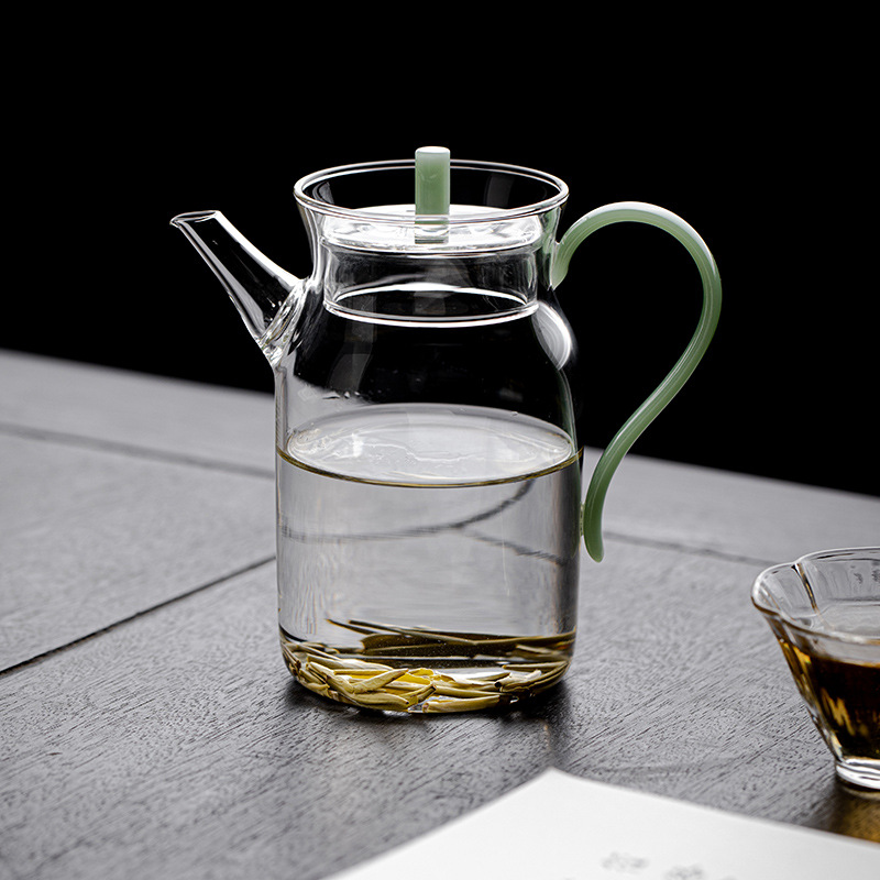 Ấm trà thủy tinh chịu nhiệt Borosilicate phong cách Nhật Bản ấm trà hoa trà xanh nhỏ ấm giả Song cầm ấm chén công bằng pha trà có lưới lọc