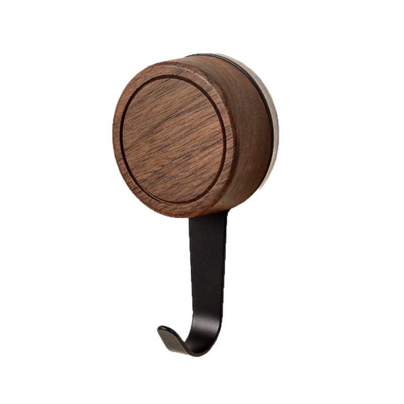 Móc cốc hút chân không gỗ óc chó đen móc treo sau cửa không đục lỗ móc treo quần áo phòng tắm liền mạch chịu lực cao móc dính phong cách cổ