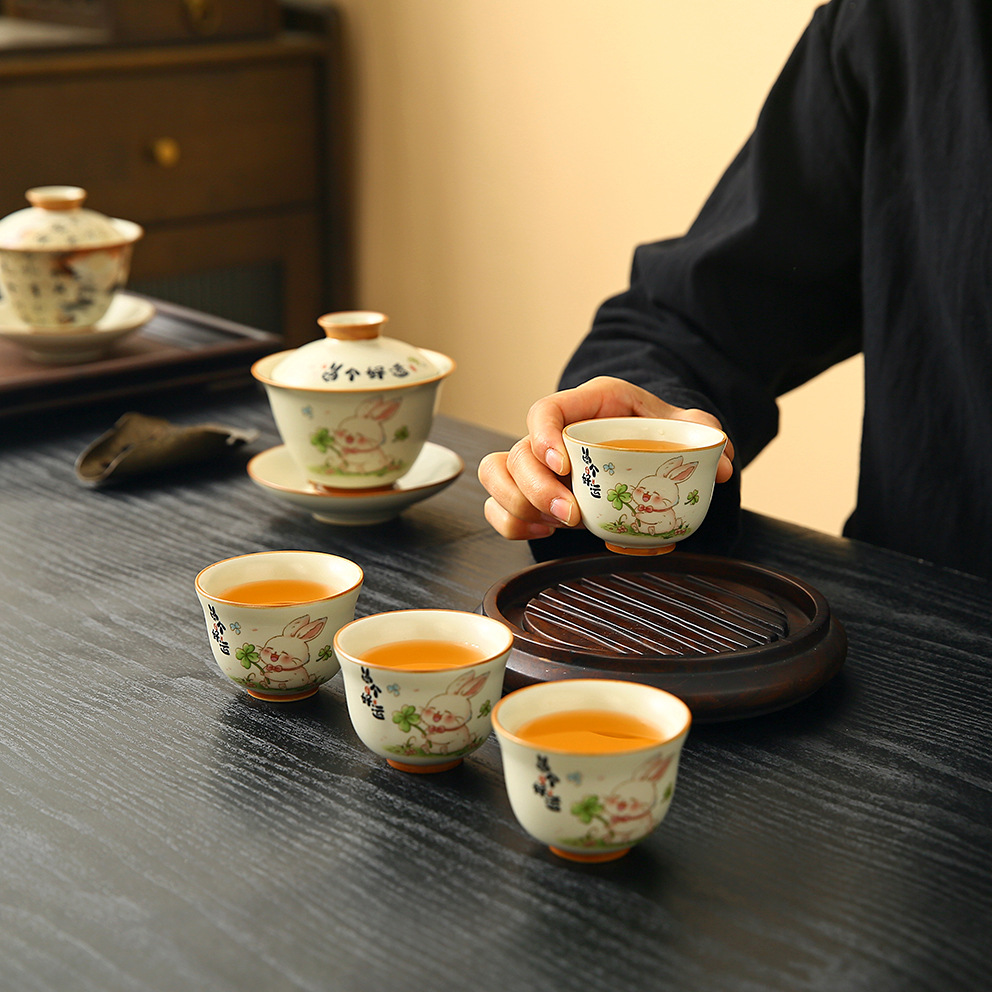 Cốc pha trà Ru lò, cốc trà, cốc trà, cốc trà, cốc Ru lò cổ, cốc mở có thể nâng, bộ dụng cụ pha trà Kung Fu