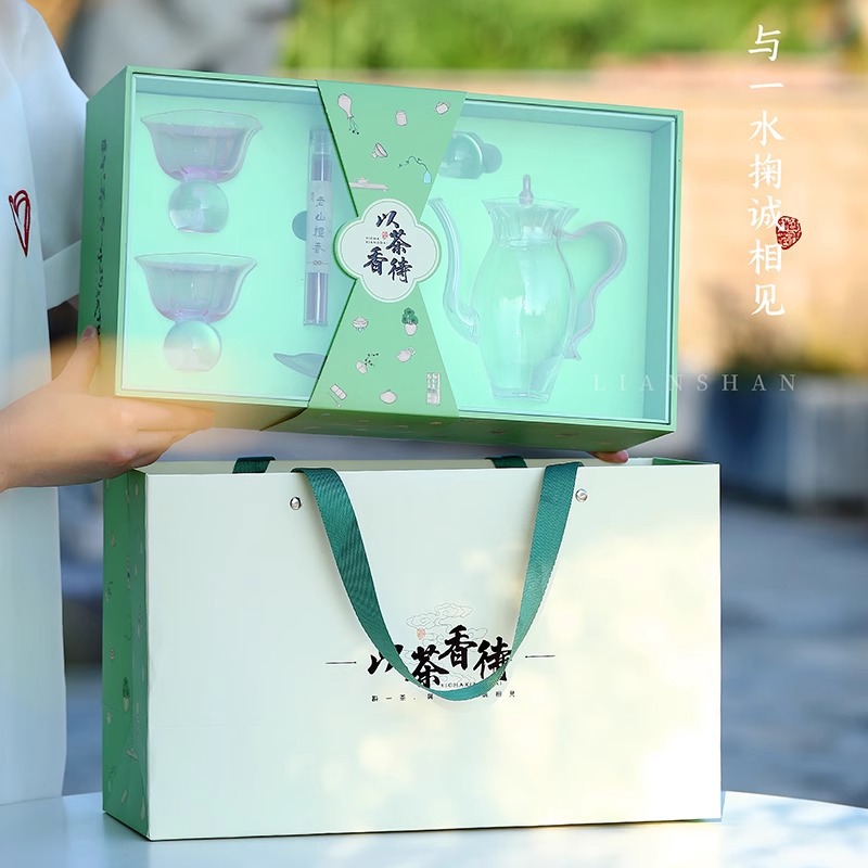 Bộ Hộp Quà Bộ trà thủy tinh borosilicate cao cấp cốc trà Kung Fu cao cấp gia dụng MẪu mới ấm pha trà trà hoa trà xanh