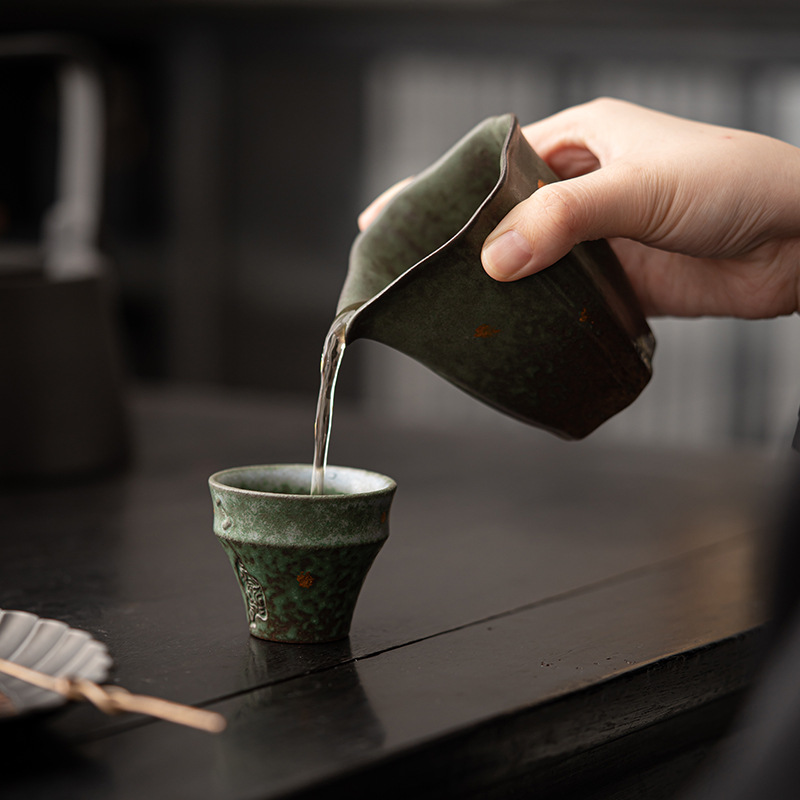 Kongjizhai Lao Rock Mud Flower Language Công thức Cốc Phụ kiện Trà đạo Cổ điển Trà Hải Bộ tách trà Nhật Bản Bộ trà Kung Fu