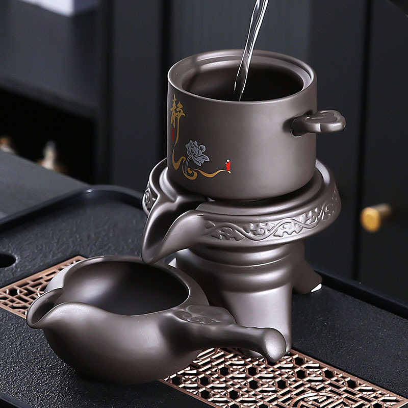 Bộ ấm trà tử sa cao cấp gia dụng mẫu mới 2024 cốc trà lười pha trà tự động dụng cụ pha trà Kung Fu