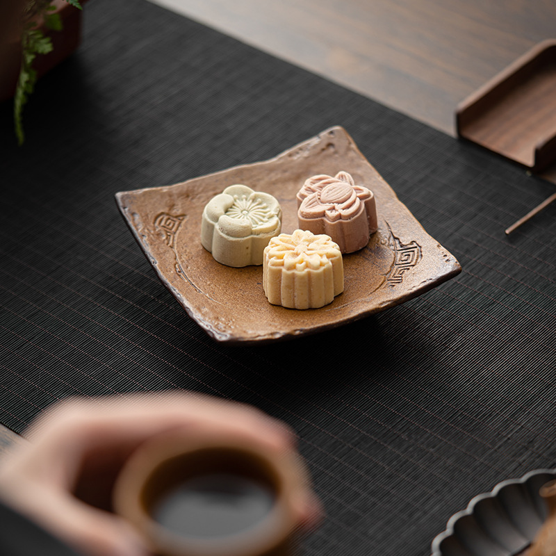 Chậu gốm thô men nước sốt Gốm Đá cũ bùn đá hoa văn rồng, bàn ủ khô gia dụng cổ điển, khay đựng cốc, khay đựng trà, khay đựng trà, phụ kiện trà đạo