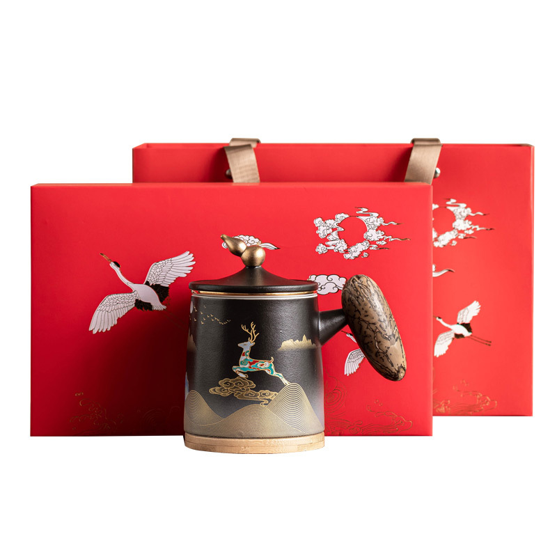 Cốc văn phòng gốm sứ Yi Lu Xiang Sui cốc tách trà có nắp cốc chuyên dụng cá nhân có giá trị cao cốc nước cốc