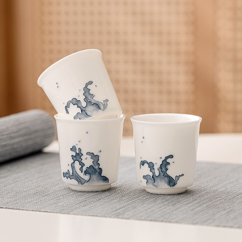 Cốc trà ngọc bích mỡ cừu Đức Hoa cốc trà gốm sứ bộ trà kung fu gia dụng cốc pha trà cốc đơn cốc nhỏ