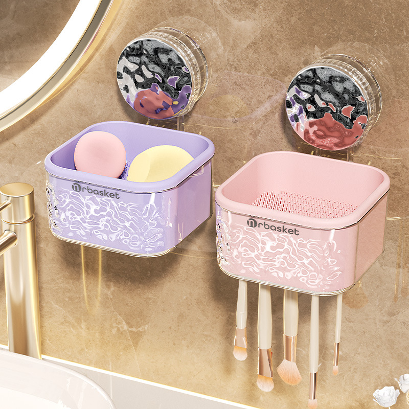 Bàn chải trang điểm Cốc hút, rửa bát, rửa bát tích hợp, rửa và sấy bằng silicon, dụng cụ làm sạch bông phấn Trứng Làm Đẹp, Giá phơi
