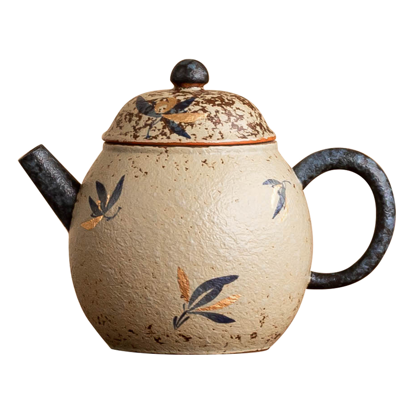 Ấm trà đỏ đá lửa trắng xanh ấm trà đơn phong lan vẽ tay bằng gốm sứ khắc vàng ấm pha trà Kung Fu công suất nhỏ ấm vật phẩm gia dụng