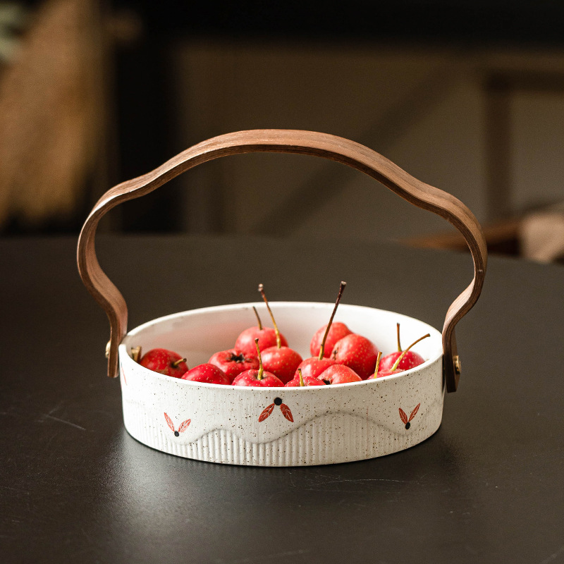 Đĩa trái cây hoa hướng dương được vẽ bằng bột, đĩa kẹo gốm, bàn trà, đĩa ăn vặt, giỏ trái cây trang trí sáng tạo gia dụng