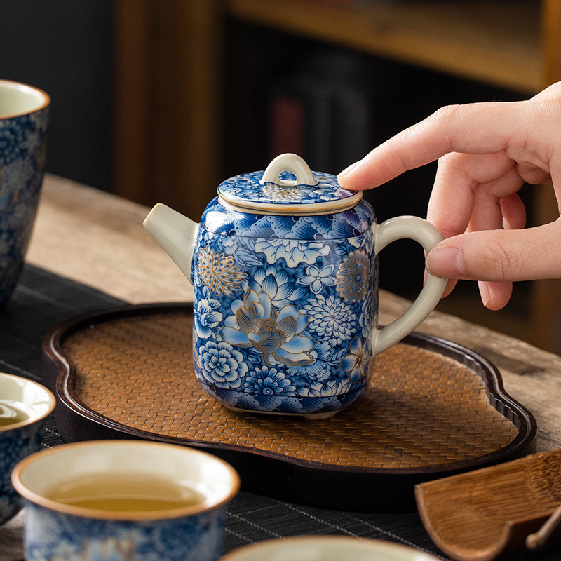 Ấm trà gốm sứ cao cấp gia dụng ấm trà gốm sứ ấm trà đơn dụng cụ trà Kung Fu bán buôn