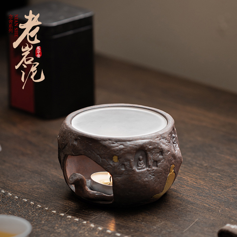 Old Rock Clay Zen Shadow Ấm trà Bếp gốm Pha trà Ấm trà Nến đế sưởi ấm Cách nhiệt Nước đun sôi Phụ kiện trà đạo