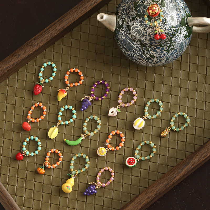 Dệt tay nhỏ ấm trà mặt dây chuyền ấm trà dây nắp bát cát tím ấm trà mặt dây chuyền bộ trà phụ kiện trang trí trà đạo phụ kiện