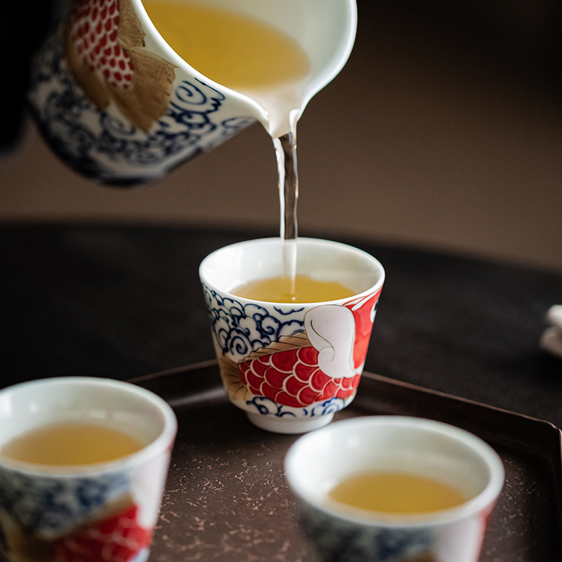 Cốc trà gốm sứ thủy triều cá rồng cốc trà cốc chủ nhân cốc ống thẳng cốc hình thang cốc Miệng Lớn cốc thủ công kiểu Trung Quốc mới