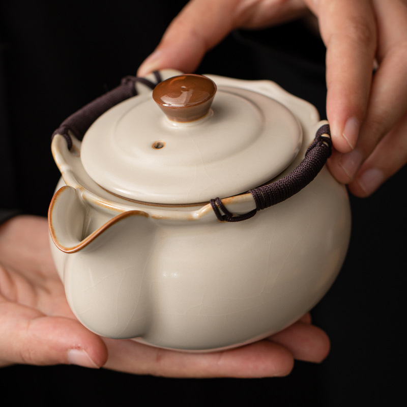 Bộ dụng cụ pha trà Ru Kiln mẫu mới 2024 bộ bát nắp cao cấp sang trọng nhẹ gia dụng ấm cầm tay cốc trà Kung Fu bộ pha trà