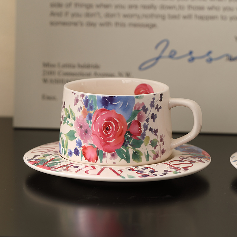 Đặc biệt đẹp tinh tế cốc cà phê gốm sứ Retro cao cấp cốc trung cổ cốc cốc trà chiều Bộ đĩa