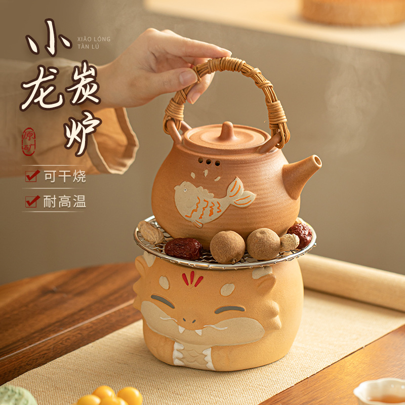 Bếp gốm điện Xiaolong, bếp đốt than, nồi cầm xà kết hợp, bếp nhỏ, nồi gốm chịu nhiệt độ cao, có thể đốt khô, trọn bộ trà Kung Fu