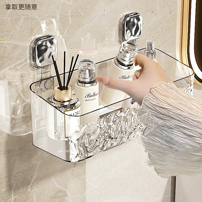 Giá để bàn lược phòng tắm không đục lỗ giỏ treo phòng tắm treo tường nhà vệ sinh bàn rửa mặt dao cạo râu ống đựng bàn chải đánh răng
