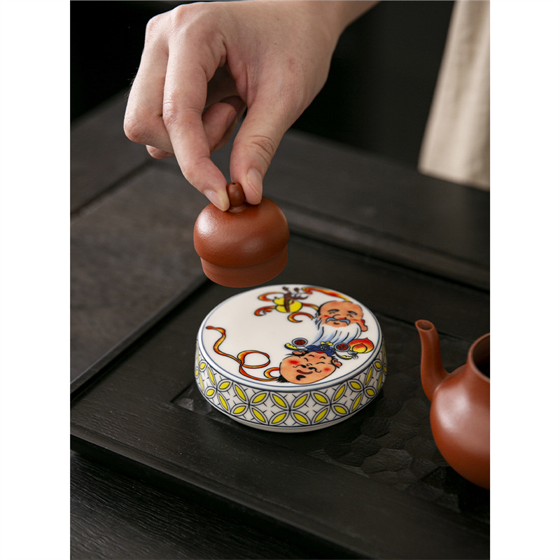 Nắp đậy đặc bằng gốm sứ phong cách quốc gia, nắp đậy gia dụng, khay đựng trà, bộ trà Kung Fu bằng gốm cao cấp, nắp múa sư tử