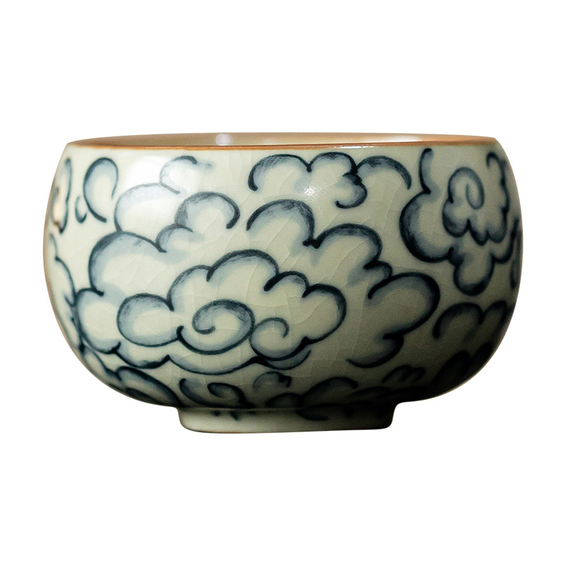 Cốc Luohan mây tốt lành kiểu Trung Quốc cổ cốc trà gốm sứ Đức Hoa cốc lớn cốc cá nhân cốc Ru lò Kung Fu Bộ trà cốc trà