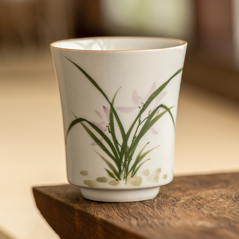 Cốc hoa lan vẽ tay, tách trà nhỏ, đồ dùng cá nhân nữ, cốc trà, bộ trà Kung Fu gốm sứ Trung Quốc, cốc chủ nhân, cốc đơn
