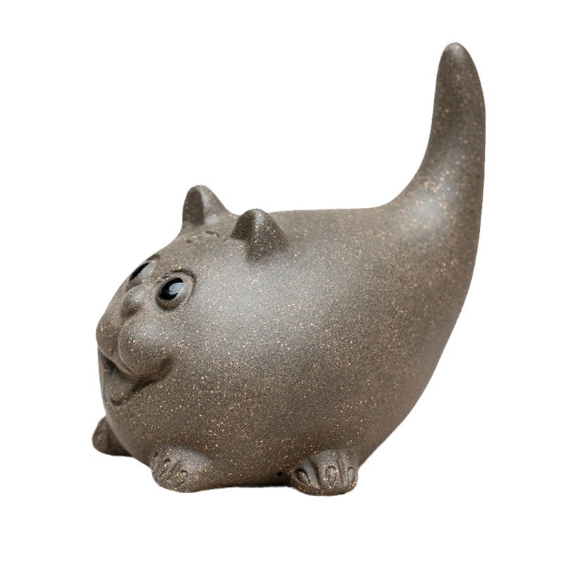 Đồ trang trí hổ vật nuôi trà cát tím làm bằng tay hoạt hình Mèo hoàng đạo Trà chơi côn trùng điêu khắc gốm sứ phụ kiện bán buôn