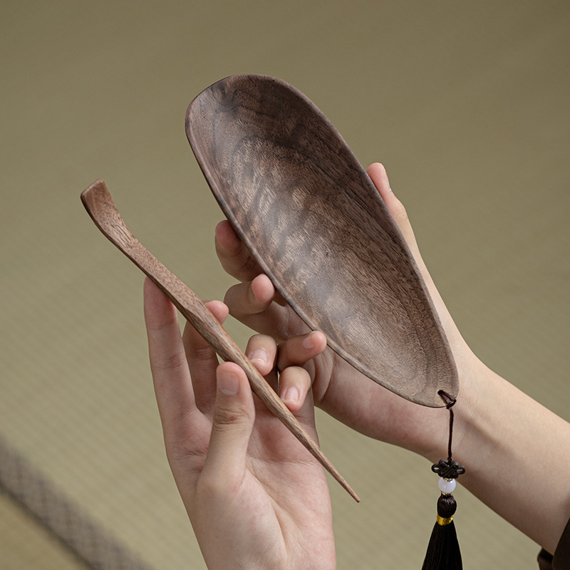 Bộ trà ba mảnh gỗ Đàn hương đen Bộ trà Kungfu Bộ trà gỗ rắn phụ kiện trà đạo thìa Trà Tách trà Dụng cụ đánh thức trà