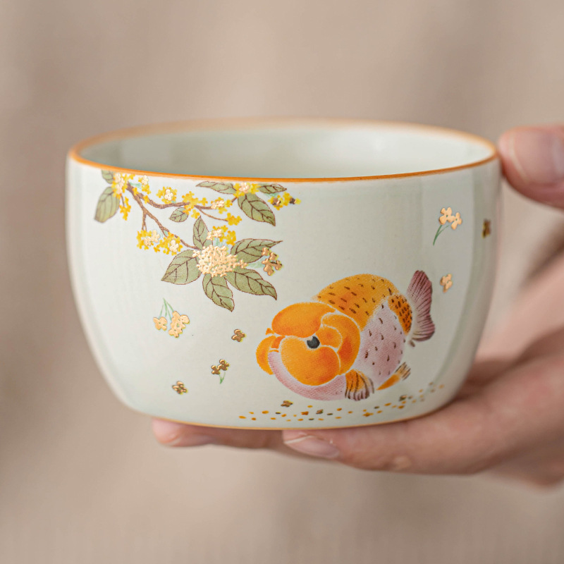 Cốc trà cá vàng osmanthus cốc chủ nhân gốm sứ gia dụng cốc chuyên dụng uống trà cỡ lớn bộ trà kungfu cốc trà đơn