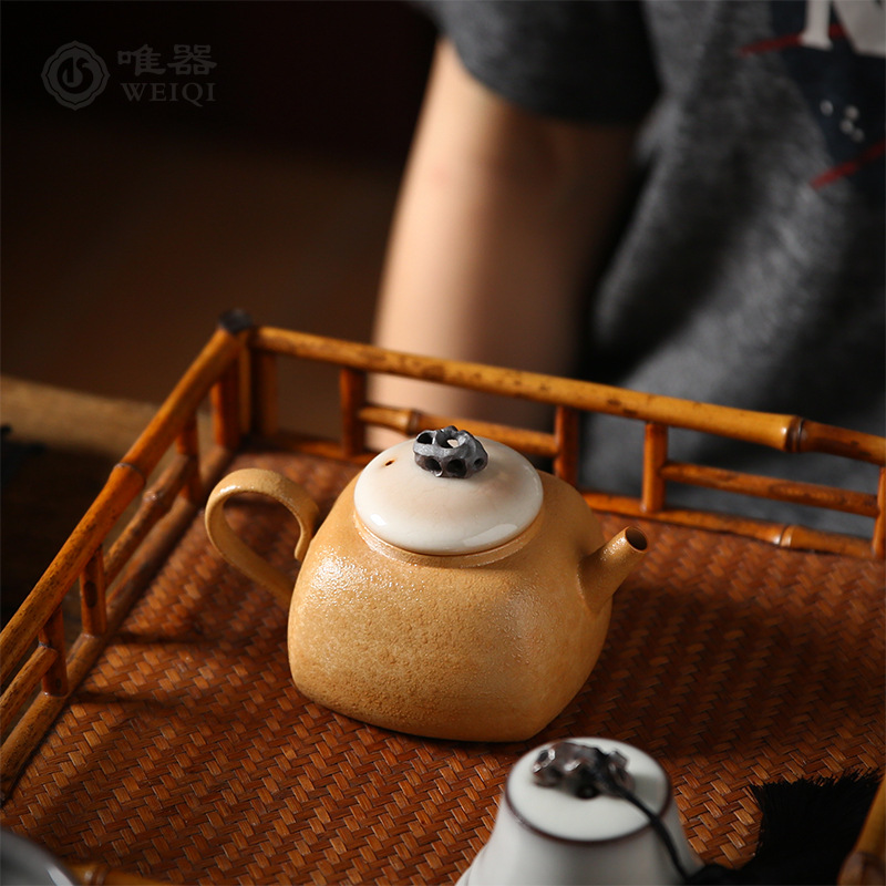 Bộ trà Kung Fu gốm sứ Ấm trà thủ công Ngô Tuấn Ấm trà đơn gia dụng men ngọc Ấm sứ nhỏ cổ điển cao cấp